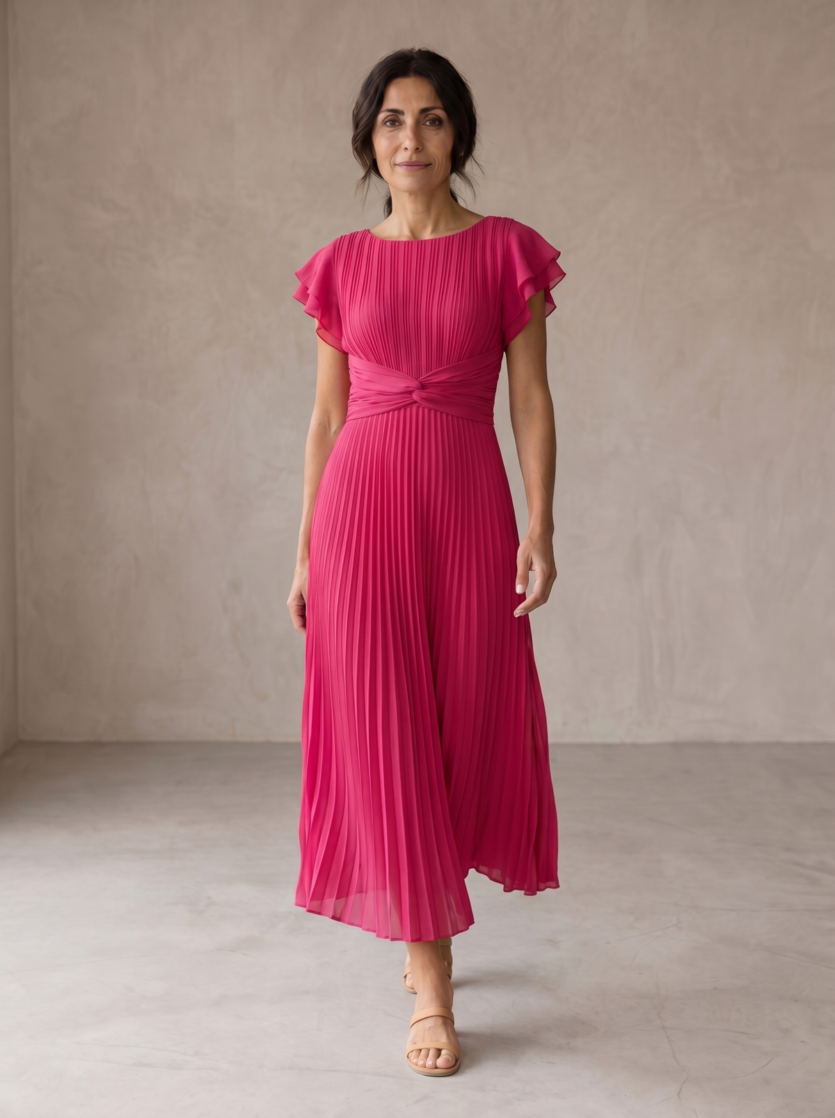 Seraphina | Élégante Robe Maxi Plissée avec Taille Nouée