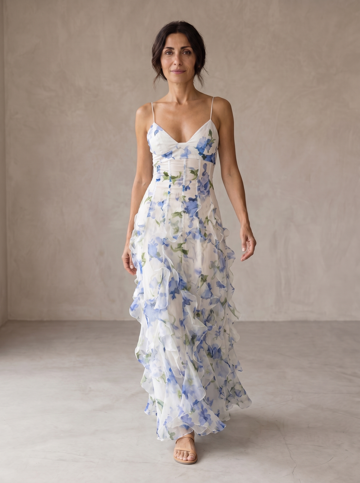 Uri | Robe Midi Fleurie avec Volants