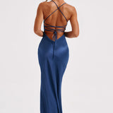 Corcelles – Robe Maxi en Satin avec Décolleté Haut