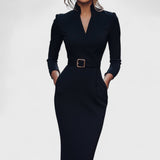 Bavois – Robe Élégante avec Ceinture et Col Structuré