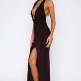 Gruyère – Robe Maxi avec Décolleté en V et Jupe Plissée