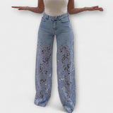 Jeans patchwork tendance en dentelle