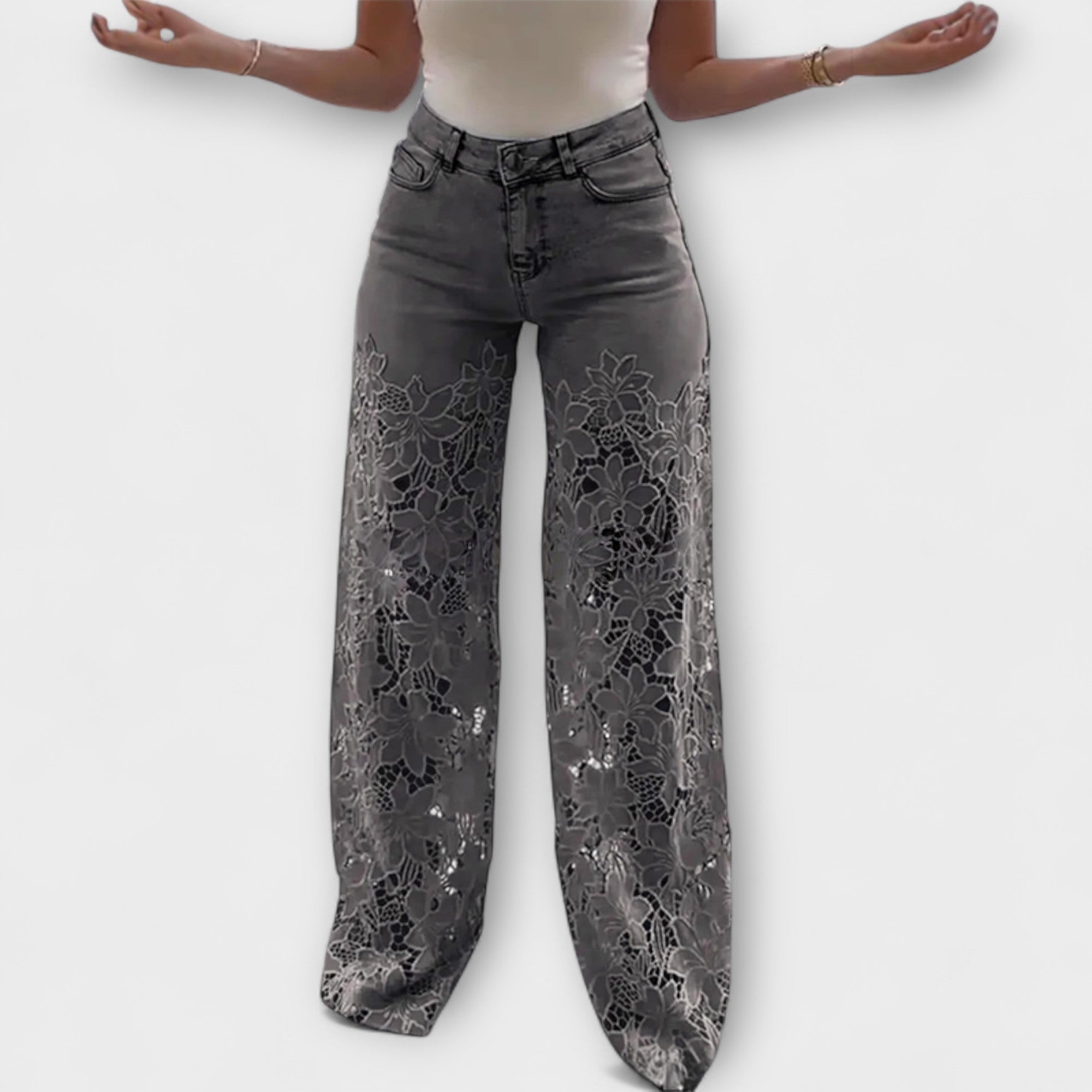 Jeans patchwork tendance en dentelle