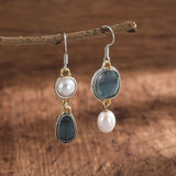 Boucles d'oreilles en pierre naturelle bleue rétro